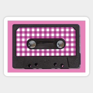 Audio Tape Vintage Gingham Pink Magnet